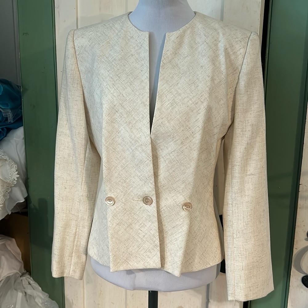 NOSWT 1950s Park Square Fitted Blazer Vintage MCM Hourglass Figure Linen look